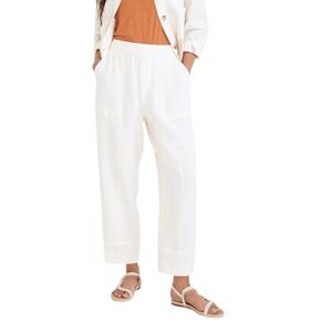 Madewell Lighthouse Ivory Lightspun Pull On Elastic Waist Balloon Pants Sz Small